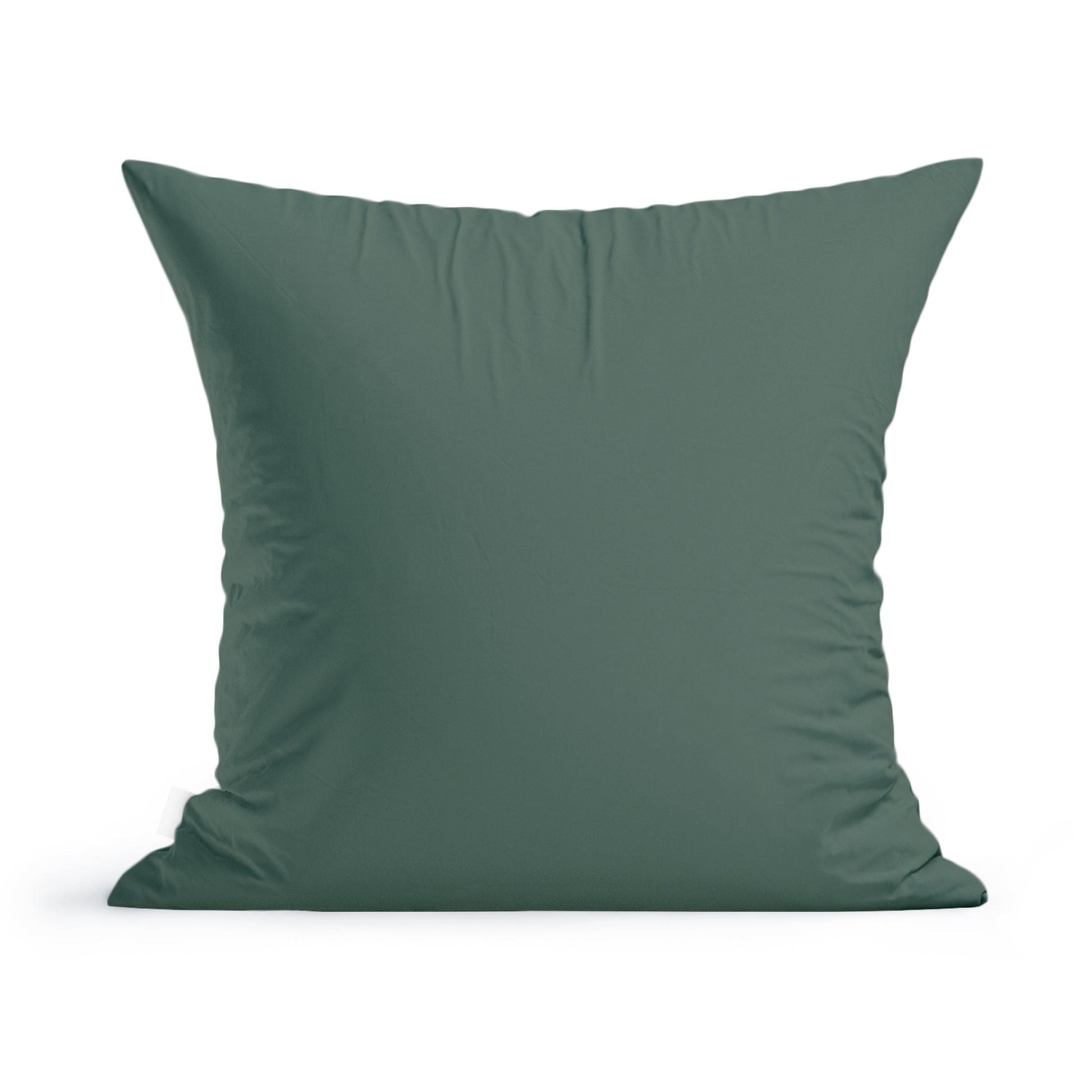 A plain dark green Rustic County State of Maine throw pillow with a smooth texture, isolated on a white background.