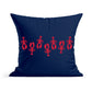 A Dark Blue Little Lobstahs Pillow by Rustic County, featuring a pattern of little lobstahs arranged in three rows on its front, perfect as a machine washable home decor accessory.