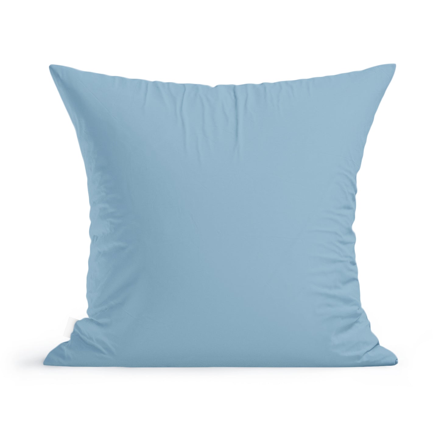 Fresh Florals Pillow in light blue cotton, isolated on a white background by Rustic County.