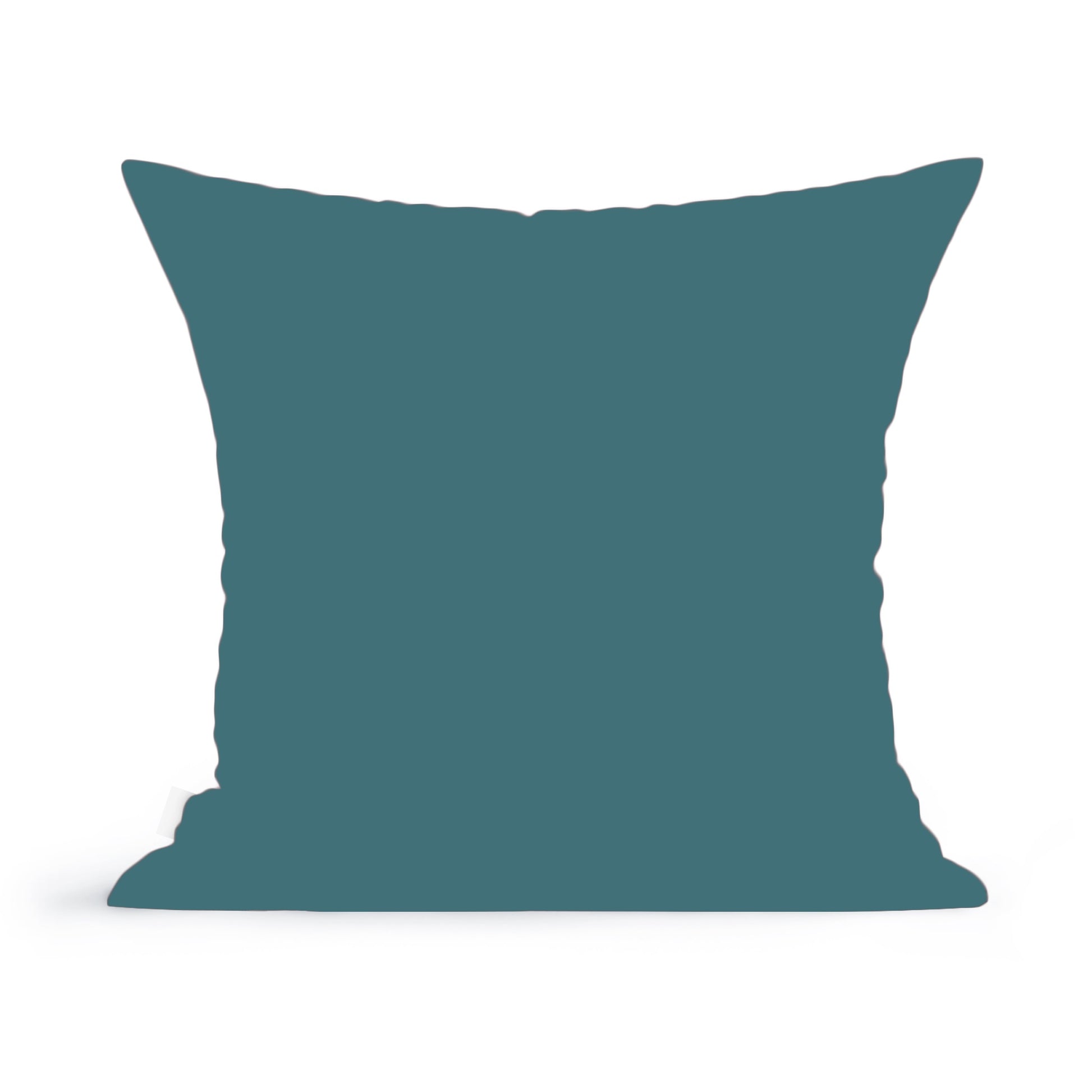 The Rustic County Moonstruck Crow Pillow is a square, 100% cotton throw pillow in solid teal, ideal for brightening up your home decor. Shown on a white background.